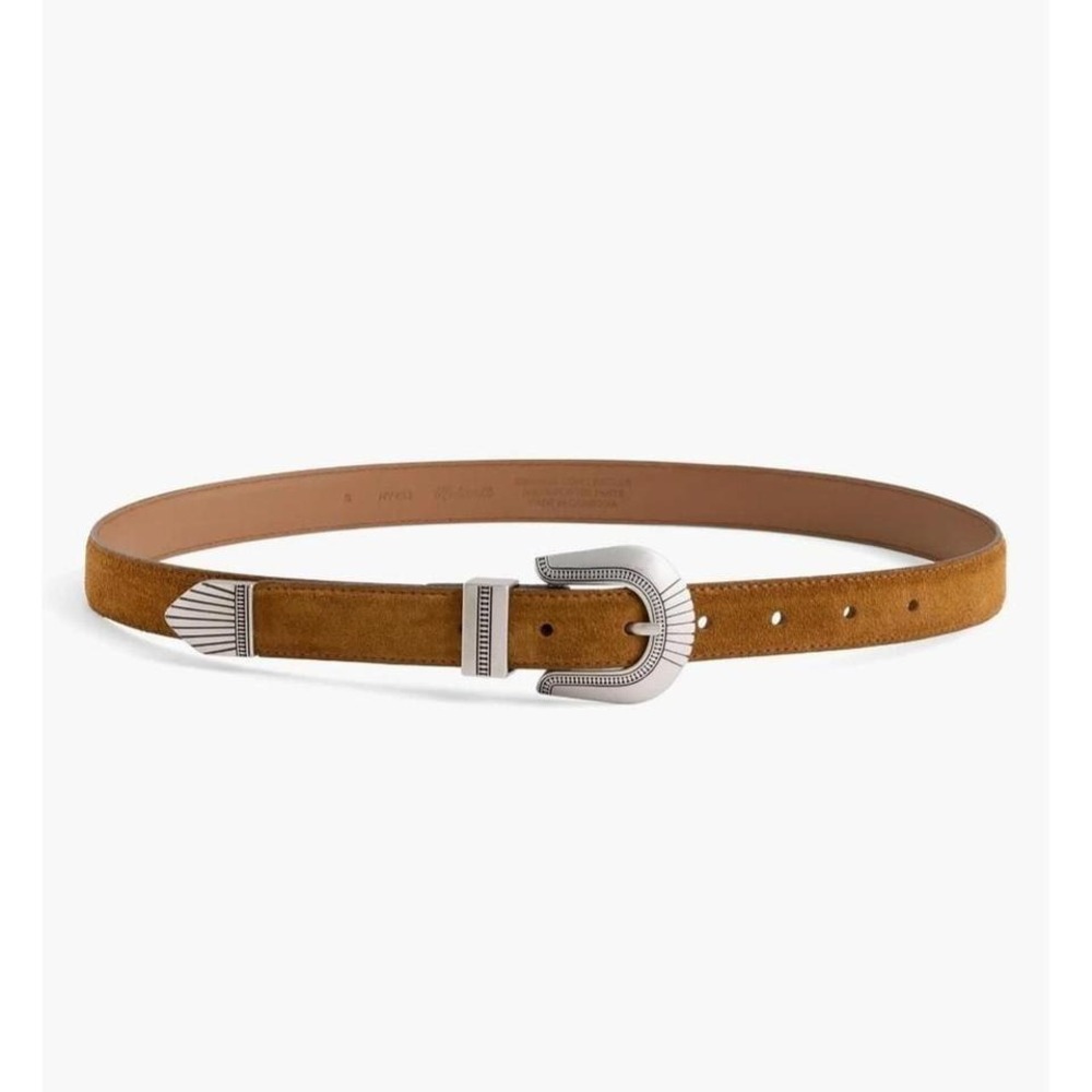 Madewell Suede Western Buckle Belt - Warm Chestnut/ Size: S - Picture 7 of 7
